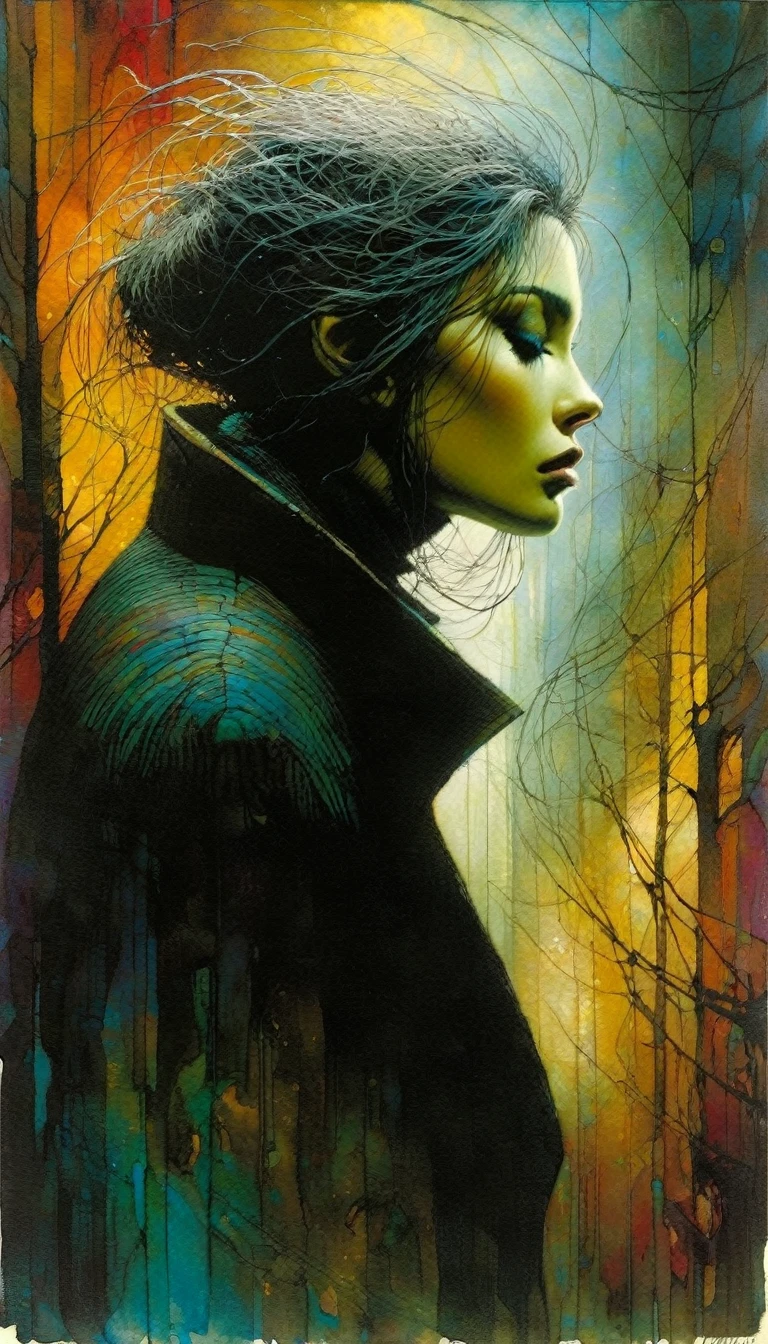 loneliness (art inspired by Dave Mckean and Bill Sienkiewicz, intricate details, oil painted )
