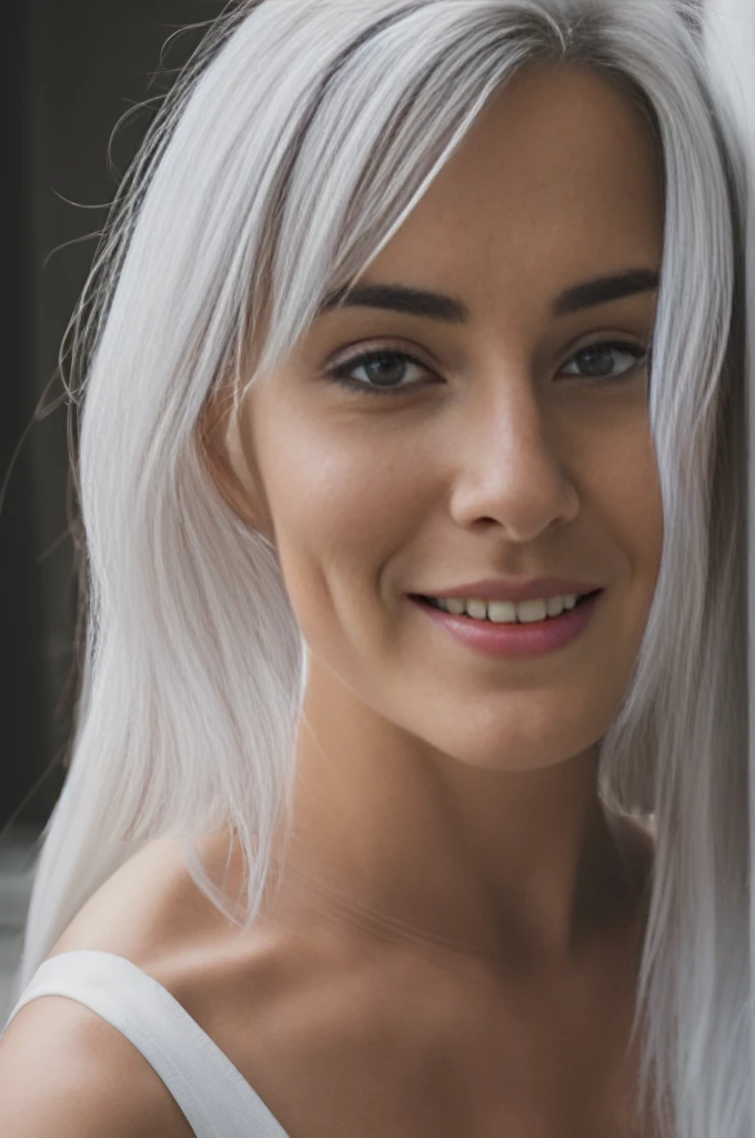 hot white haired girl, age 21, sexy, flirting for the camera, best picture ever, porn photography, seductive, smiling, slim hourglass body, hot clothes that men love, male magazine girl, detailed skin, realistic, photo-realistic, 8k sharp focus, highly detailed, full length frame, High detail RAW color art, piercing, diffused soft lighting, shallow depth of field, sharp focus, hyperrealism, cinematic lighting