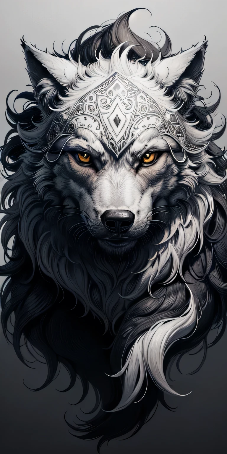 Wolf  mandala, coloring book page, expert coloring, detailed drawing, simple and clean fine line art, artistic coloring book  