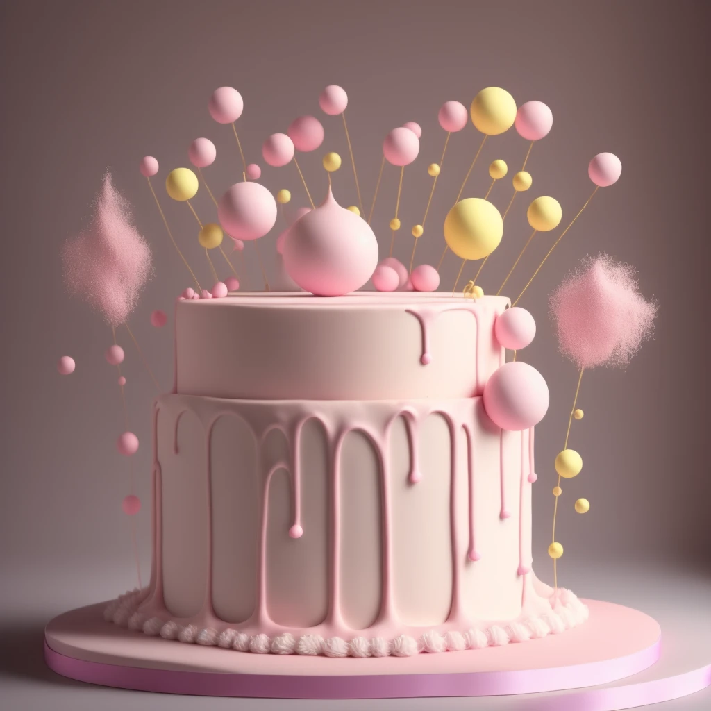((ultra detailed pink CAKE cream))(pink there、white、yellow、viola)、Cozy pastries、Lighting Particles、Dynamic light effects、Futuristic and incredibly detailed、Hyper-resolution, work of art, ultra-resolution, 16K (pastel colors effect and details)