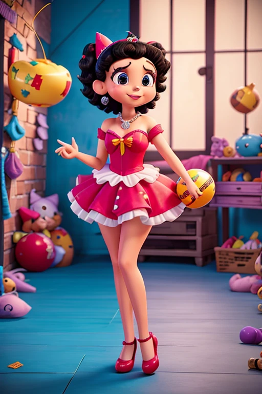 Betty boop in workshop making piñatas