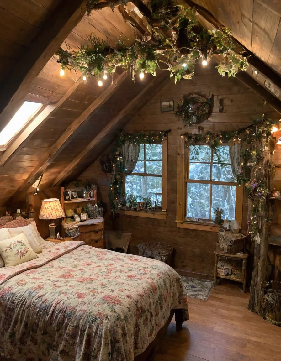 bedroom with room, cozy room, cozy treehouse bedroom, small bedroom, cozy place, cozy bed, cottagecore hippie, thomas kinkade. cute cozy room, in an attic, cottagecore, cozy and peaceful atmosphere, pleasant cozy atmosphere, cottagecore!!, cabin in the woods