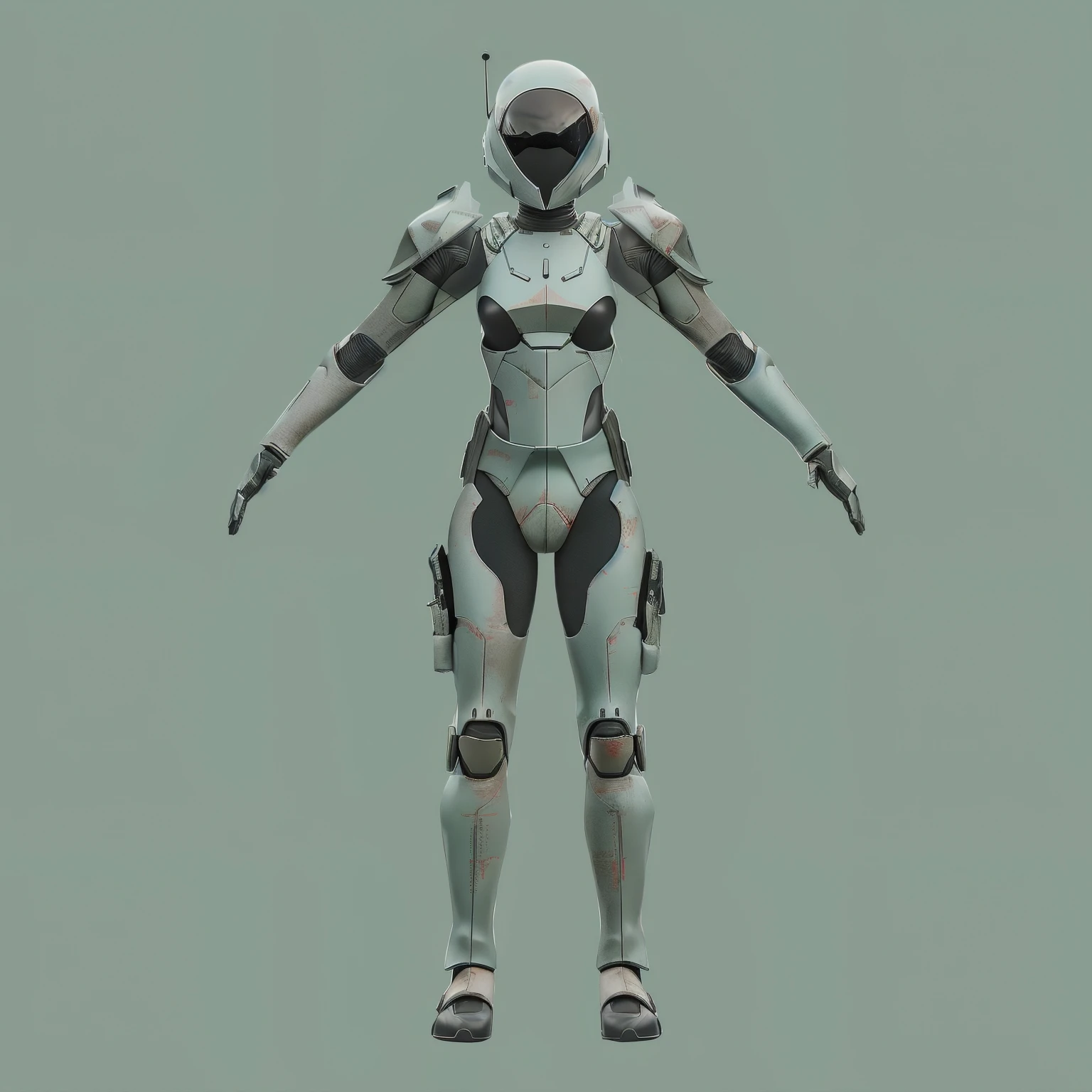 arafed female robot with a gun in her hand, in white futuristic armor, sci - fi character, sci - fi suit, sci-fi android female, scifi character, sci-fi soldier, futuristic spacesuit, science fiction suit, sci fi female character, clothed in sci-fi military armor, science fiction space suit, sci-fi armor