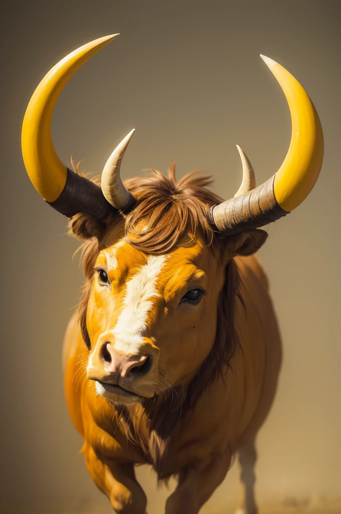 Yellow minotaur oil paint