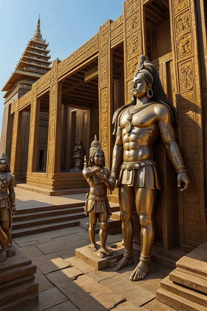 (best quality) hd image of Pandavas constructing a temple
