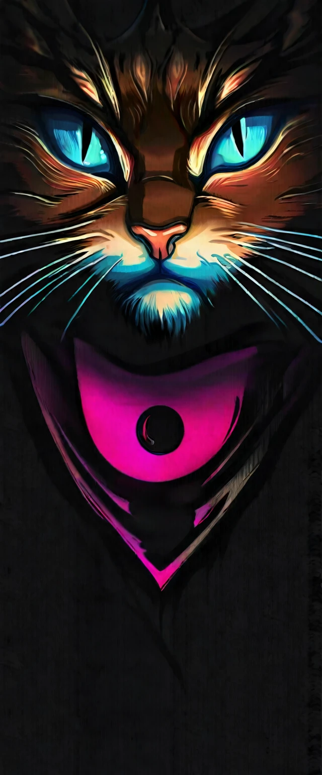 only angry cat eyes on black background deep colors