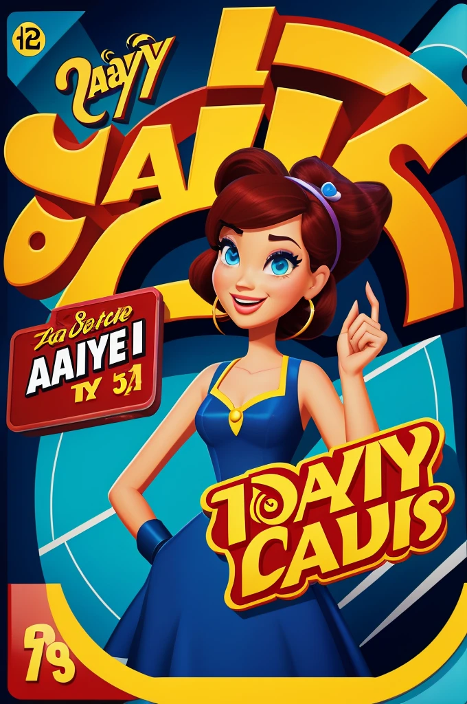 Pixar style girl with casino chips background and lettering "AYE CABRAL"