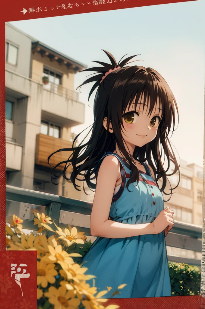 1girl,solo,yuuki mikan,, smile,brown hair,, (best quality:1.3),1girl,outdoor,,china dress,bare legs
