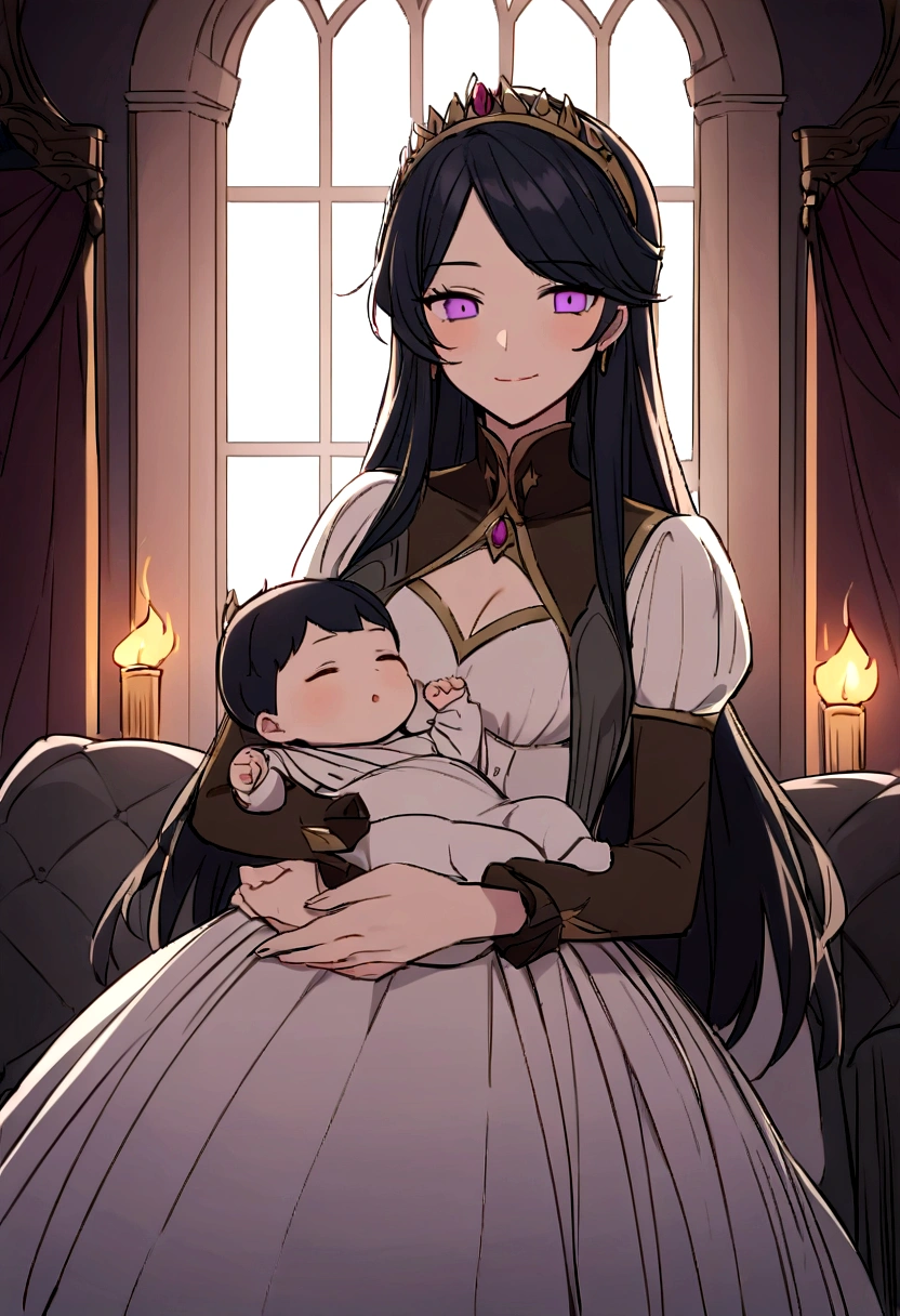 ### **Scene 1: El Nacimiento de midnight**
*scenery: A dark and gloomy castle, barely lit by torches. The bedroom is big, con una cama opulenta donde la Queen acaba de dar a luz. El rey se encuentra a un lado, observing coldly.*
**rey**: (looking at the baby with disdain) There is. Our heir. She will be as ruthless as us.
**Queen**: (caressing the baby with a narcissistic smile) Yeah, mi pequeña midnight. Someday you will rule this kingdom with an iron fist.
**midnight**: A newborn with jet black hair and violet eyes. The little princess is the center of her parents' dark expectations.