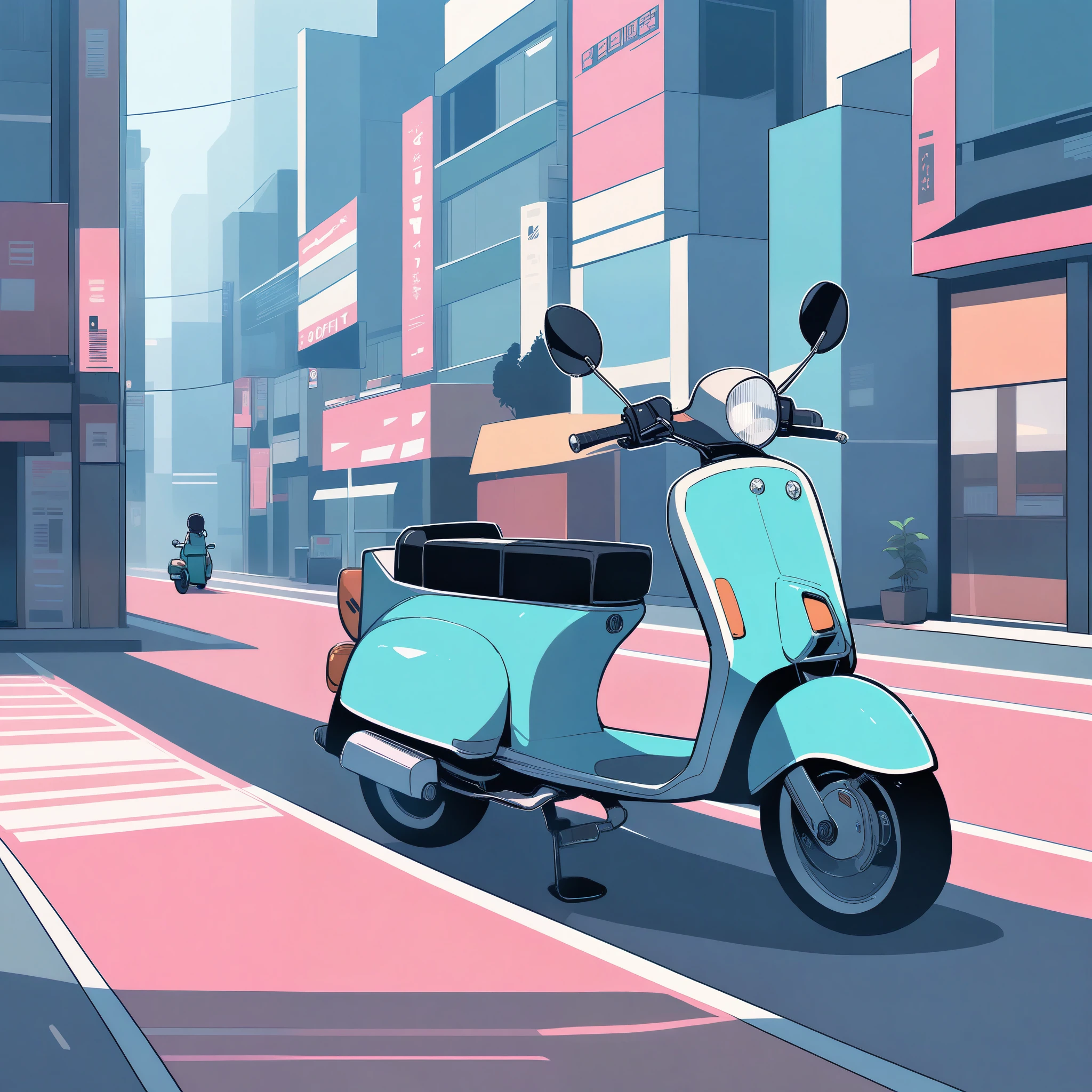 city, scooter, lo-fi