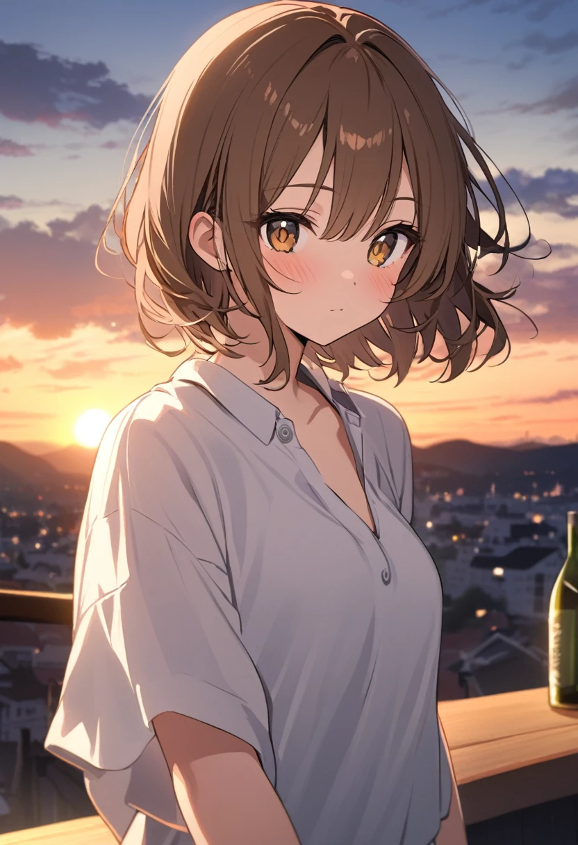 girl.Brown hair and hazel eyes.sunset
