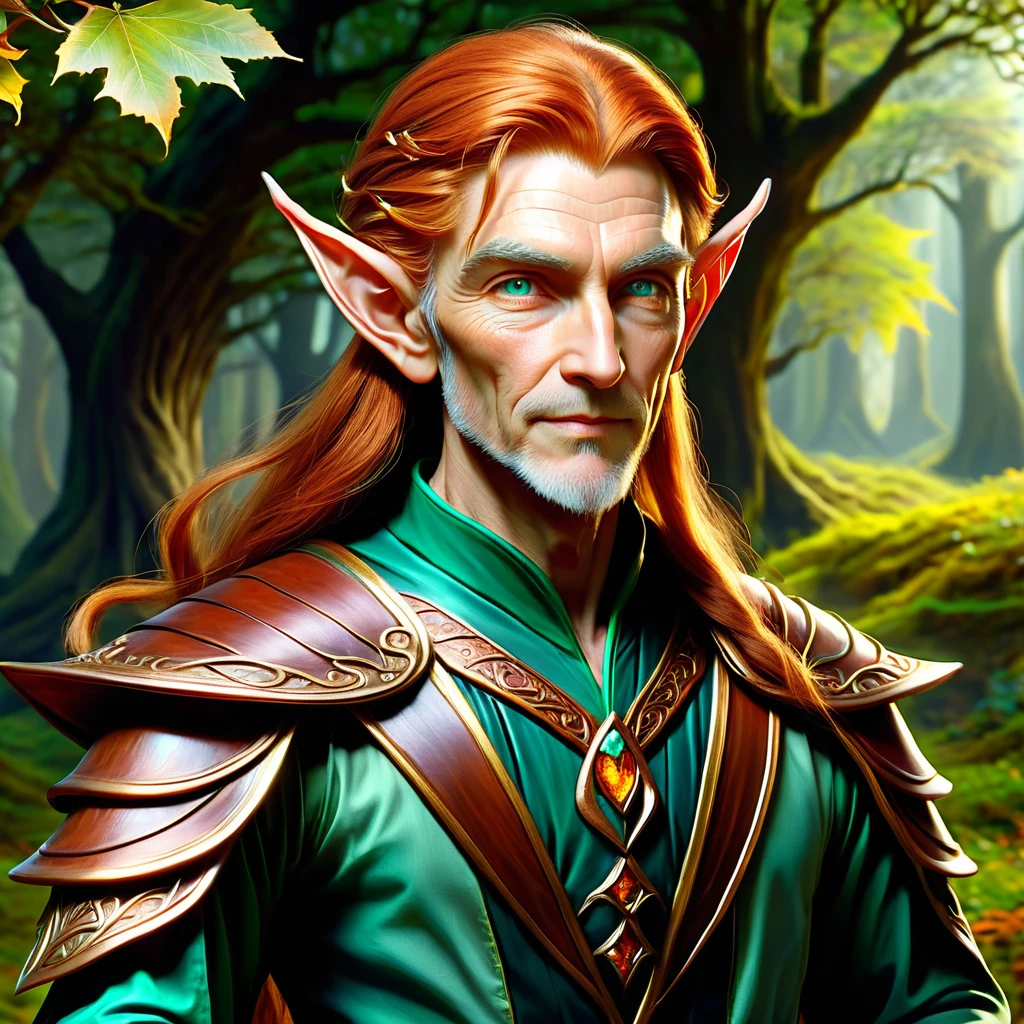 half elf: Physical Appearance:
• Age: 70 (appears to be in his late 20s due to elven heritage)
• Height: 5'9" (175 cm)
• Build: Lean and graceful with subtle muscular definition
• Hair: Wavy auburn hair reaching his shoulders
• Eyes: Amber eyes with a mischievous glint
• Distinguishing features: Slightly pointed ears, less pronounced than full elves
• Attire: Stylish, practical clothing suitable for both negotiation and travel