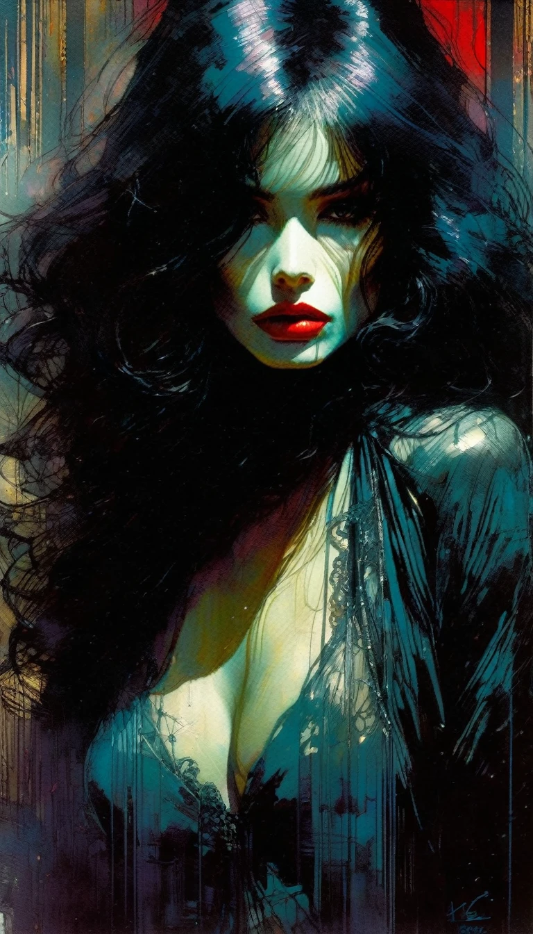 sexy, dark, loneliness (art inspired by Bill Sienkiewicz, intricate details, oil painted )
