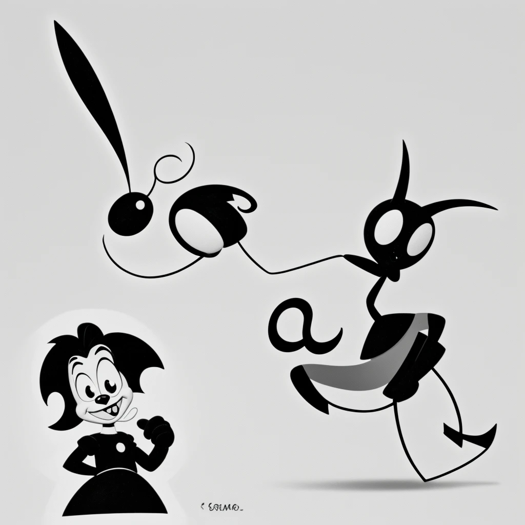 Logo of an old black and white cartoon character 