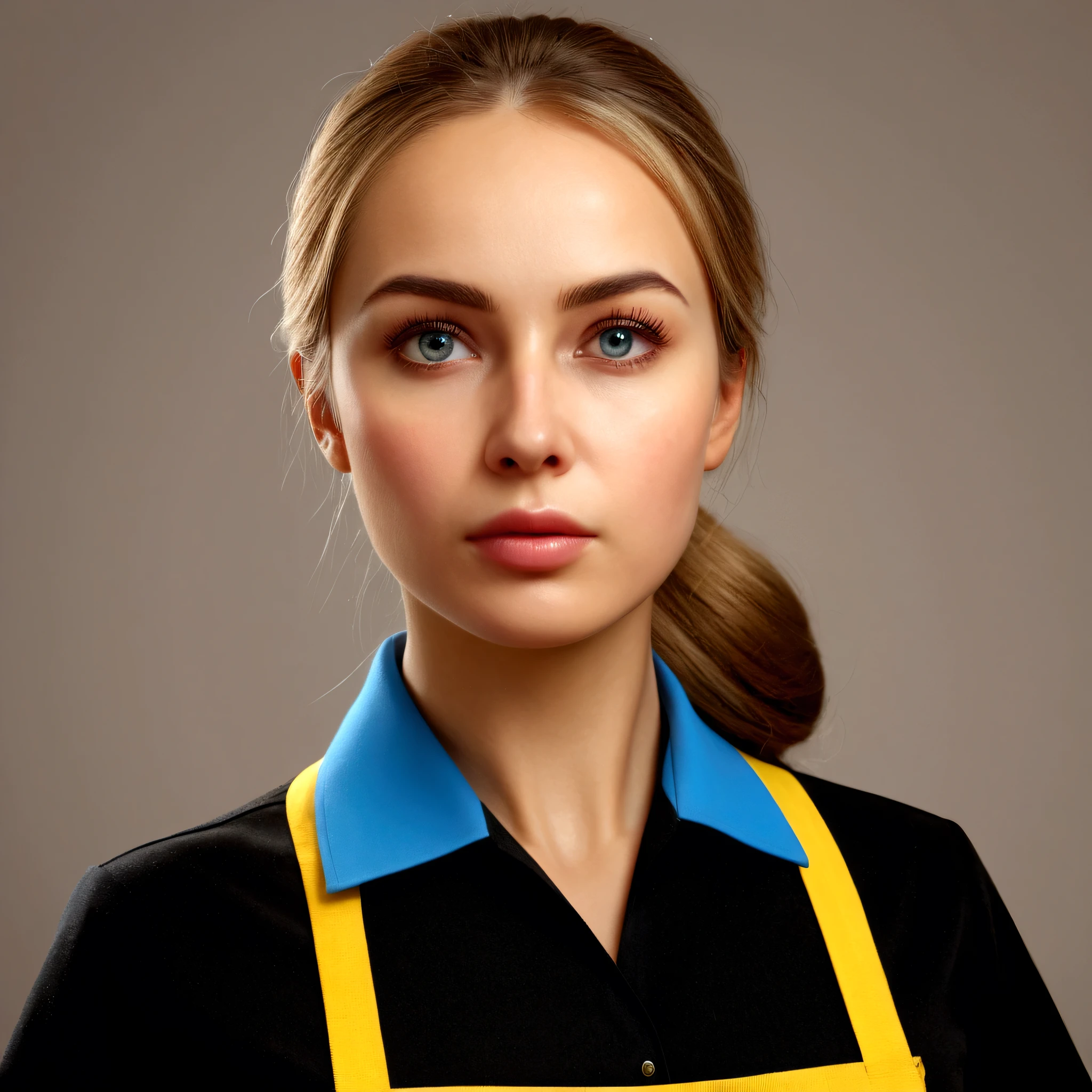 a highly detailed photo of a russian cleaning woman in a standing pose, wearing a cleaning lady uniform, with an extremely detailed and realistic face, (best quality,4k,8k,highres,masterpiece:1.2),ultra-detailed,(realistic,photorealistic,photo-realistic:1.37),detailed cleaning lady uniform, detailed face, beautiful detailed eyes, beautiful detailed lips, extremely detailed eyes and face, longeyelashes, realistic skin texture, detailed hands, realistic cleaning equipment, intricate background details, warm lighting, cinematic composition