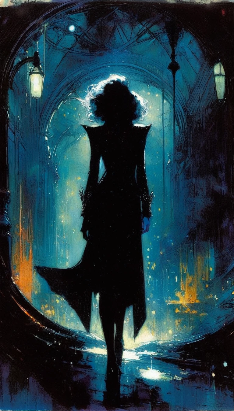 some y, dark, loneliness, magic, (art inspired by Bill Sienkiewicz, intricate details, oil painted )