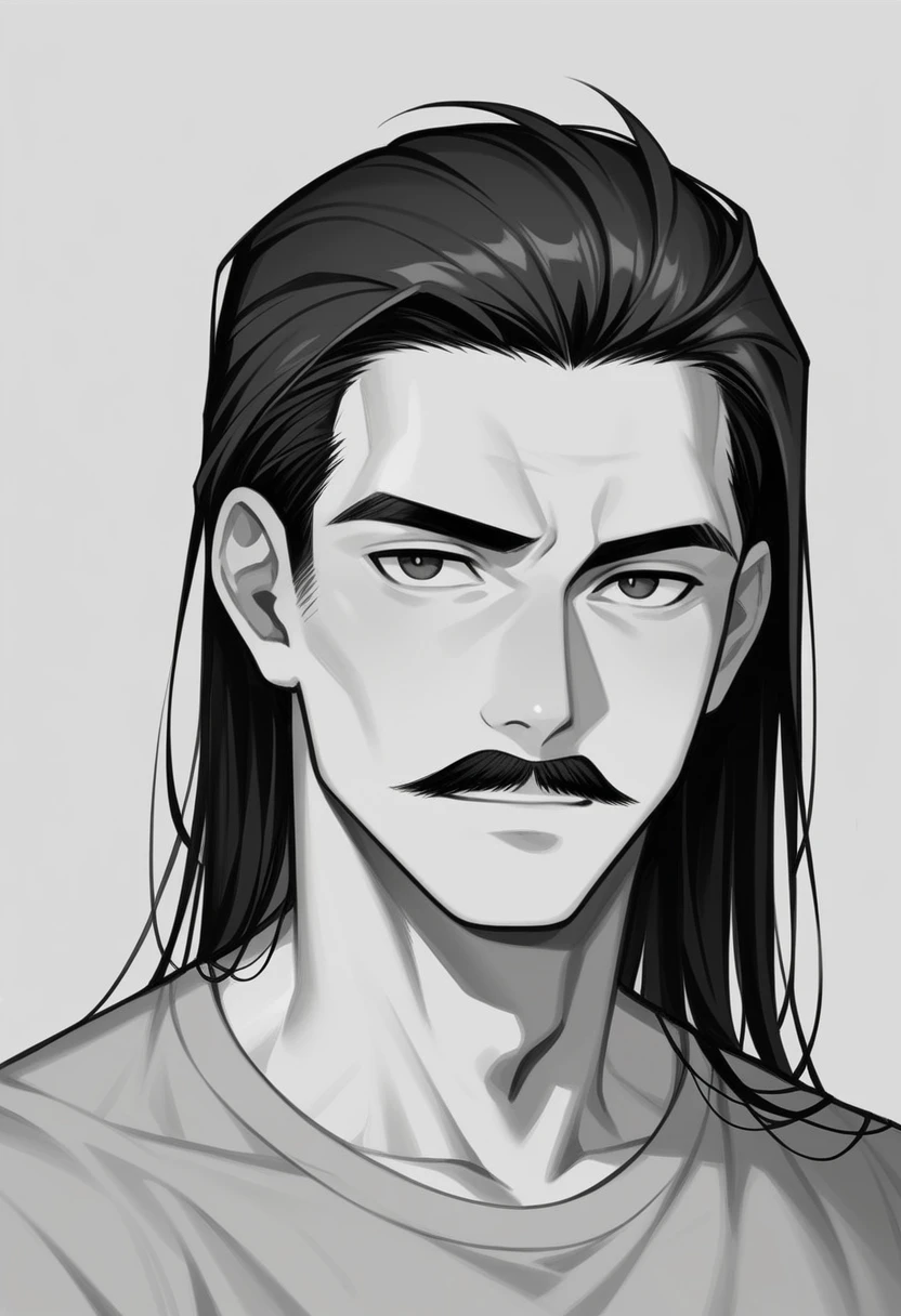 there is a man with a mustache and a shirt on, 7 0 mm portrait, portrait of a rugged young man, 60mm portrait, 50mm portrait, portait image, shot on nikon z9, young with long hair, beautiful young man, handsome face, a photo of a man, portrait of a beautiful person, 3 5 mm portrait