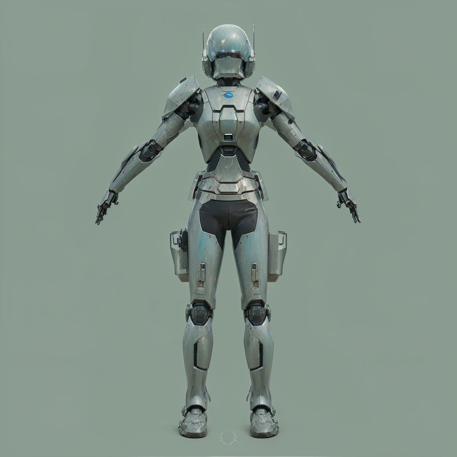 a close up of a robot with a helmet and a gun, sci-fi android female, sci - fi character, sci-fi soldier, futuristic robot body, scifi character, female mecha, mech body, hard surface model, scifi character render, full body mecha suit, hardsurface armour, sci-fi armor, sci - fi armor