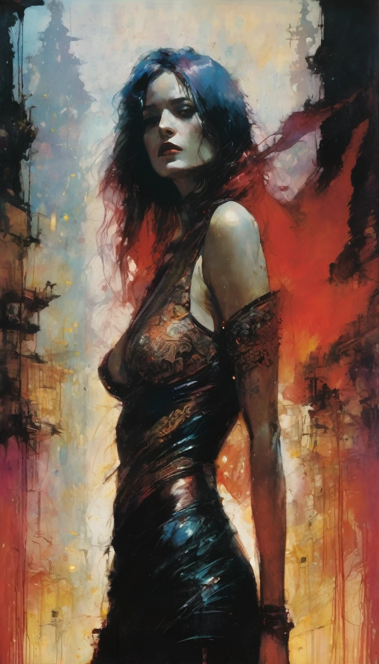 some sexy, dark, loneliness, magic, (art inspired by Bill Sienkiewicz, intricate details, oil painted )
