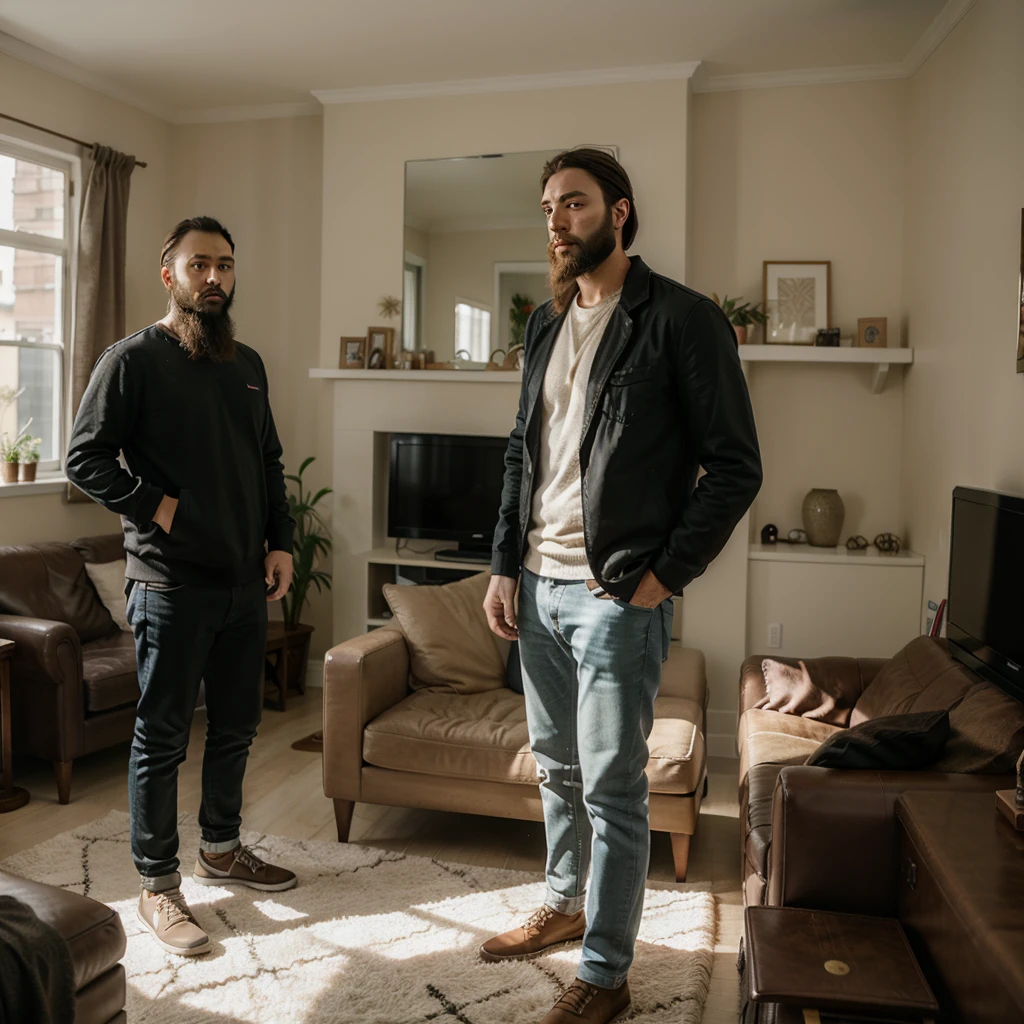 Man with beard standing in the living room