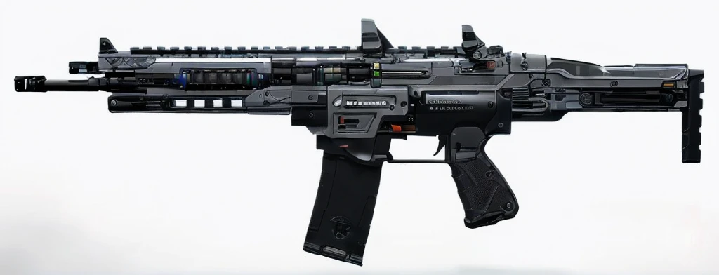 (masterpiece, top quality, best quality, official art, beautiful and aesthetic:1.2),(8k, best quality, no humans,( black background:1.3), gradient, gradient background, weapon, vehicle focus,grey design, Science fiction, gun,