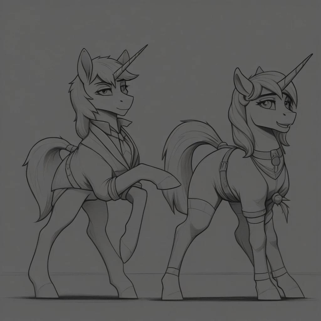 score_9,score_8_up,score_7_up,score_6_up, ((my little pony)) (slut uniform), duet, lot of bows, ((worn-out pussy after prostituting work)), stockings with print, seductive perky big butt, behind view, (shining armor), (king sombra), radiant lighting, vibrant colors, whimsical atmosphere, 8K, high resolution, highly detailed, masterpiece