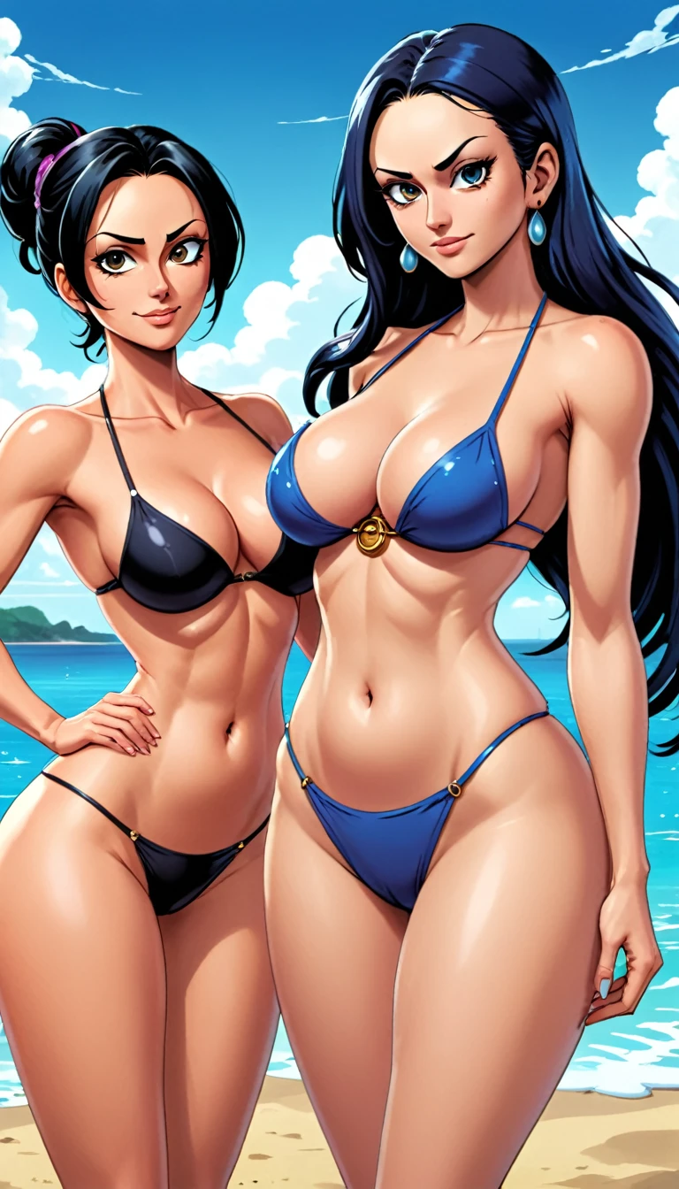 Nami and Nico Robin, nue, big breasts