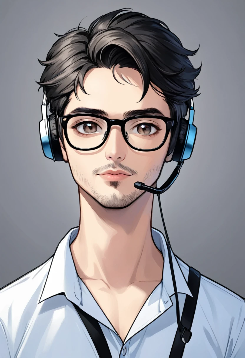 a close-up of a man with headphones and a white shirt, black glasses, a digital painting inspired by Adam Dario Keel, trend on DeviantArt, digital art, high quality portrait, Digital Cartoon Painting Art, cartoon digital painting, digital art picture, realistic art style, handsome stunning realistic, realism artistic style, cartoon digital art, digital art high quality, cartoon art style, animated handsome man