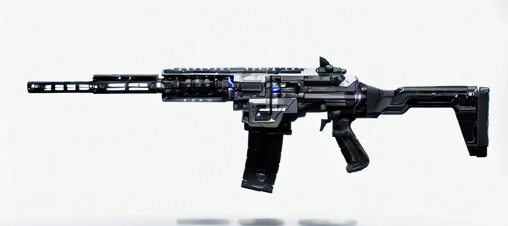 (masterpiece, top quality, best quality, official art, beautiful and aesthetic:1.2),(8k, best quality, no humans,( black background:1.3), gradient, gradient background, weapon, vehicle focus,grey design, Science fiction, gun,