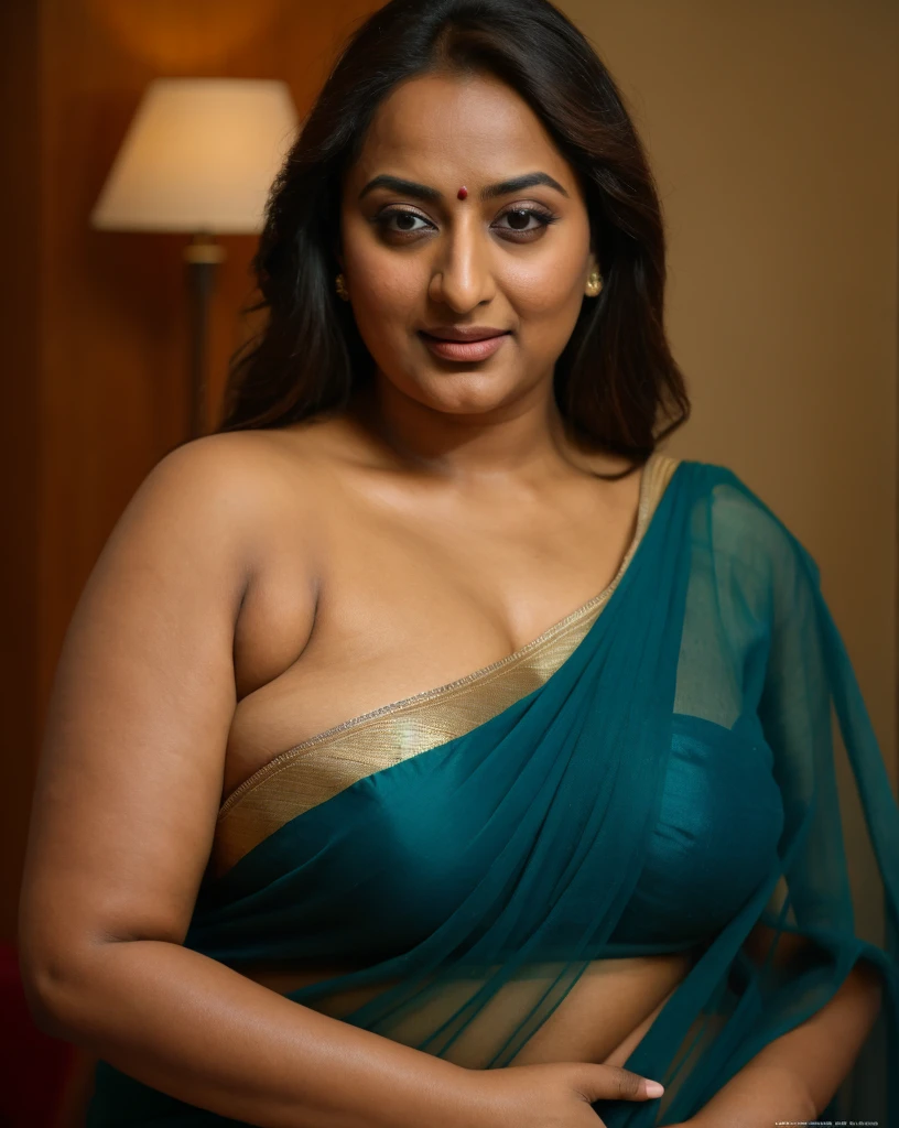 Foto RAW, photorealistic, photography, full body shot, 50 years old Woman, master shot, perfect eyes, goddess like beauty, pierced eyes, perfect thick chubby mallu Desi aunty bhabhi, Wearing a Stanapatta, a chest-band.Saree model, model Photography, Indian saree shoot, Indian traditional wear advertising photography, traditional wear brand shoot, face of Indian actress Sonakshi Sinha, masterpiece, realistic, realism, incredible details,  pleasure, photorealism, detailed skin, skin pores, high contrast, photorealistic Artstation 8k HD digital art trend of high definition and detailed realistic skin texture, ultra detail, realistic skin texture, armature, best quality, ultra high definition, (photorealistic:1.4),, high resolution, detail, raw photo, sweat, Re sharp, by Lee Jefferies Nikon D850 Film Stock Photo 4 Kodak Portra 400 Camera F1.6 Lens Rich Color Ultra Real Realistic Realistic Textures Dramatic Lighting Unreal Engine Trending at Art Station Cinestill 800,(pele altamente detalhada: 1.2), 8k UHD, DSLR, soft-lighting, alta qualidade, grain of film, Fujifilm XT3,she didn't like to wear blouse or bra, she is happy to wear only saree, she hates blouse or bra, detailed hairy armpits, hyper realistic skin, skin pores, sweat, veins, short hairs on armpit, stubble armpits, hyper realistic hairy armpits, low waist saree, 