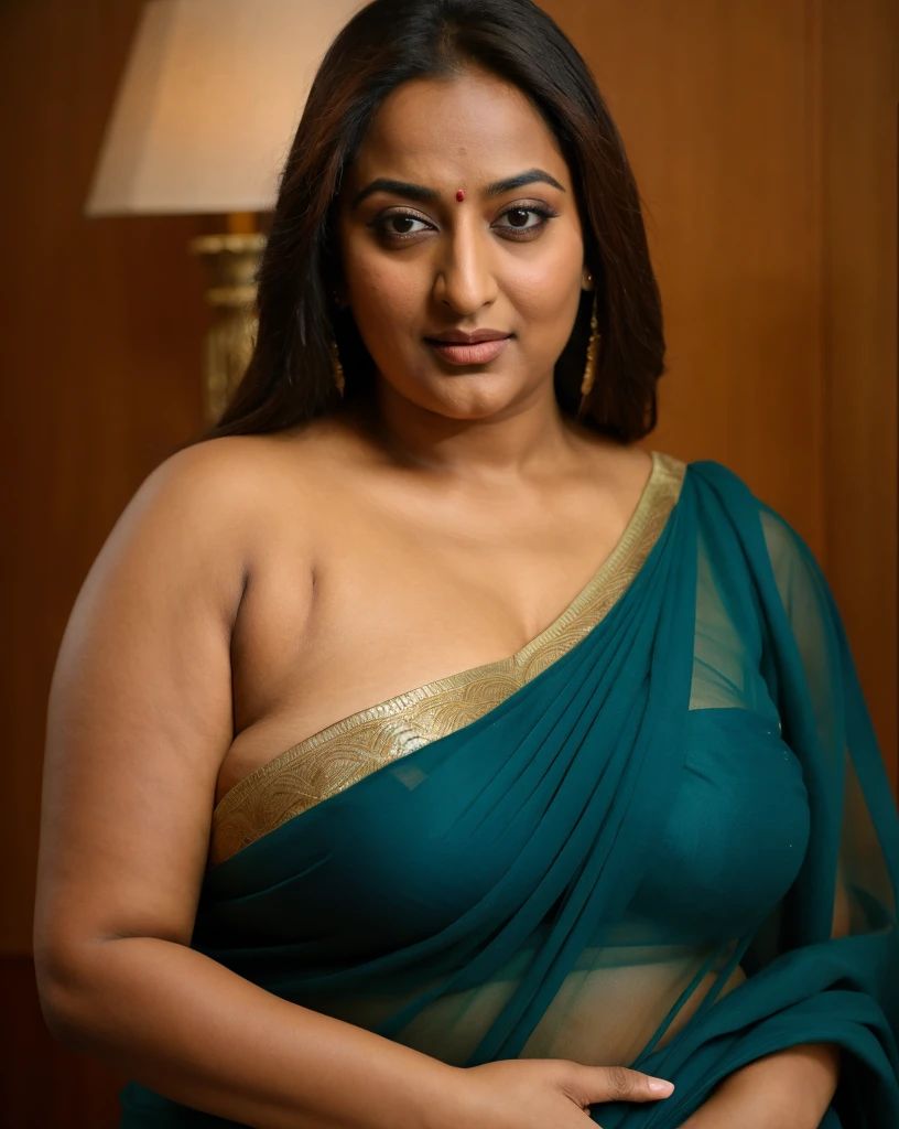 Foto RAW, photorealistic, photography, full body shot, 50 years old Woman, master shot, perfect eyes, goddess like beauty, pierced eyes, perfect thick chubby mallu Desi aunty bhabhi, Wearing a Stanapatta, a chest-band.Saree model, model Photography, Indian saree shoot, Indian traditional wear advertising photography, traditional wear brand shoot, face of Indian actress Sonakshi Sinha, masterpiece, realistic, realism, incredible details, pleasure, photorealism, detailed skin, skin pores, high contrast, photorealistic Artstation 8k HD digital art trend of high definition and detailed realistic skin texture, ultra detail, realistic skin texture, armature, best quality, ultra high definition, (photorealistic:1.4),, high resolution, detail, raw photo, sweat, Re sharp, by Lee Jefferies Nikon D850 Film Stock Photo 4 Kodak Portra 400 Camera F1.6 Lens Rich Color Ultra Real Realistic Realistic Textures Dramatic Lighting Unreal Engine Trending at Art Station Cinestill 800,(pele altamente detalhada: 1.2), 8k UHD, DSLR, soft-lighting, alta qualidade, grain of film, Fujifilm XT3,she didn't like to wear blouse or bra, she is happy to wear only saree, she hates blouse or bra, detailed hairy armpits, hyper realistic skin, skin pores, sweat, veins, short hairs on armpit, stubble armpits, hyper realistic hairy armpits, low waist saree,