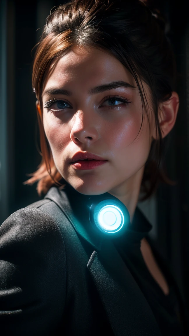 (((ultra realistic))) Photo, boss'artwork, Superior quality, (pale skin), (Visage et yeux ultra detaileds:1.2), sparkling eyes, 1 girl, red bra , dark atmosphere, dark background, (eye makeup, mask) , ((dark wavy hair)) , ((Elegant hairstyle)) , (natural tits), (a slight smile), ((posing)), Sesión de Photos, studio (Contour lighting), (The play of lights and'shadows), depth of field, bokeh, (Special attention to leather details.: 1.2), detailed leather texture, skin pores, ((Dark and ambient gloomy frame.. color palette - black, gray, Cinderella Man, red tones)), ((film grain, VHS effect)), ((good heavens)) , ((high waist portrait, close to the camera)) , ultra detailed,