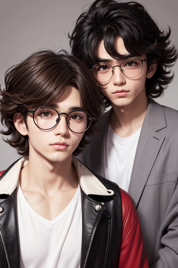Create a 2d style boy with round glasses and big hair