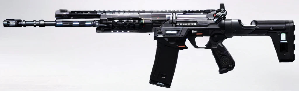 (masterpiece, top quality, best quality, official art, beautiful and aesthetic:1.2),(8k, best quality, no humans,( black background:1.3), gradient, gradient background, weapon, vehicle focus,grey design, Science fiction, gun,