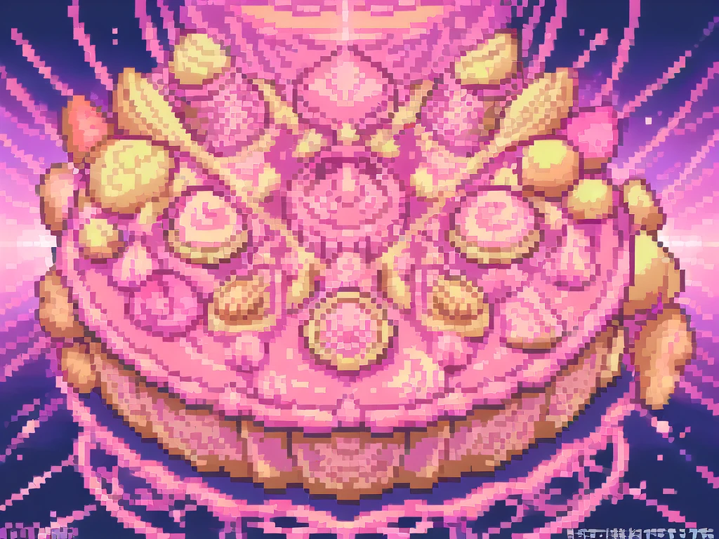 ((ultra detailed pink CAKE cream))(pink there、white、yellow、viola)、Cozy pastries、Lighting Particles、Dynamic light effects、Futuristic and incredibly detailed、Hyper-resolution, work of art, ultra-resolution, 16K (pastel colors effect and details)
