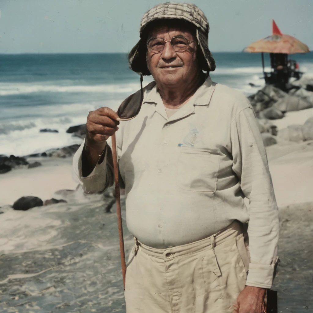 portrait photo of (with semaphore) em uma praia 