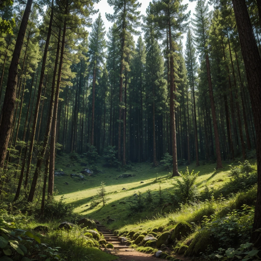 a clearing in a mountain forest