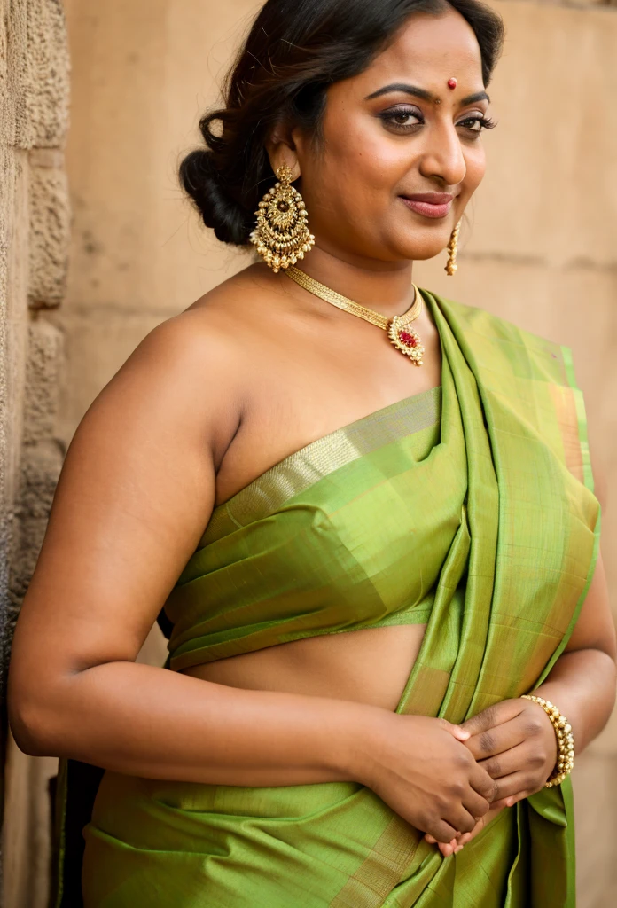 Foto RAW, photorealistic, photography, full body shot, 50 years old Woman, master shot, perfect eyes, goddess like beauty, pierced eyes, perfect thick chubby mallu Desi aunty bhabhi, Wearing a Stanapatta, a chest-band.Saree model, model Photography, Indian saree shoot, Indian traditional wear advertising photography, traditional wear brand shoot, face of Indian actress Sonakshi Sinha, masterpiece, realistic, realism, incredible details,  pleasure, photorealism, detailed skin, skin pores, high contrast, photorealistic Artstation 8k HD digital art trend of high definition and detailed realistic skin texture, ultra detail, realistic skin texture, armature, best quality, ultra high definition, (photorealistic:1.4),, high resolution, detail, raw photo, sweat, Re sharp, by Lee Jefferies Nikon D850 Film Stock Photo 4 Kodak Portra 400 Camera F1.6 Lens Rich Color Ultra Real Realistic Realistic Textures Dramatic Lighting Unreal Engine Trending at Art Station Cinestill 800,(pele altamente detalhada: 1.2), 8k UHD, DSLR, soft-lighting, alta qualidade, grain of film, Fujifilm XT3,she didn't like to wear blouse or bra, she is happy to wear only saree, she hates blouse or bra, detailed hairy armpits, hyper realistic skin, skin pores, sweat, veins, short hairs on armpit, stubble armpits, hyper realistic hairy armpits, 