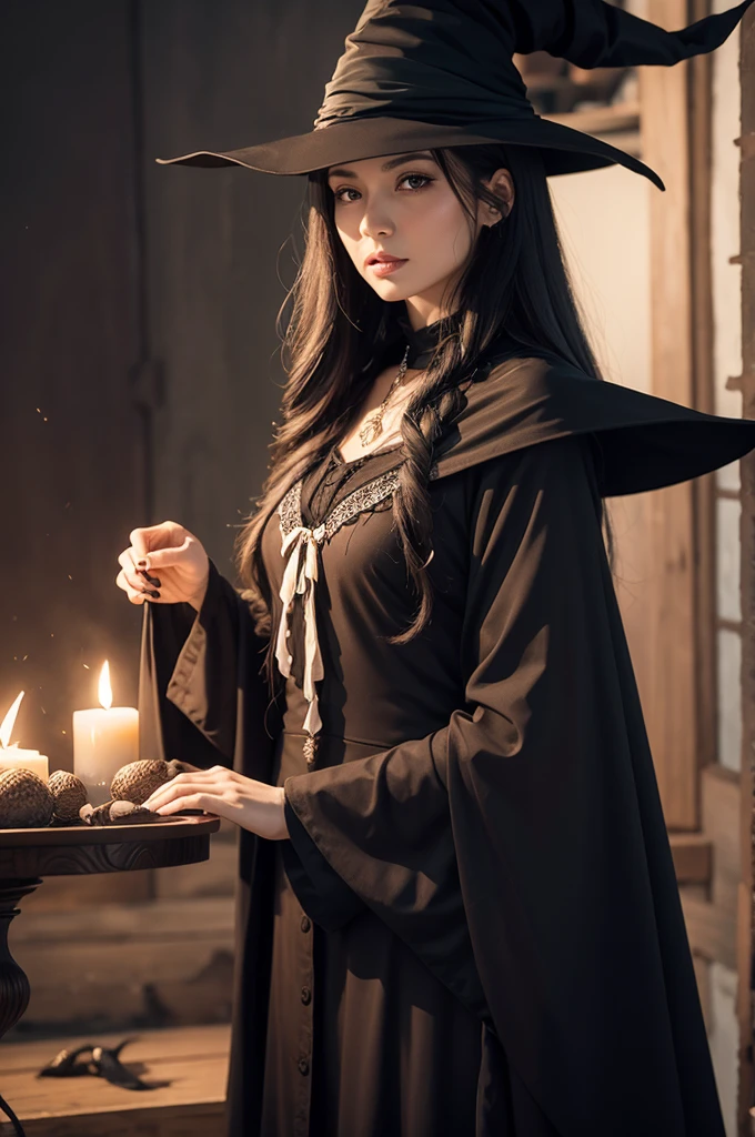 Witch's Messy Hair, ugly makeup, beautiful ripped dress, sprinting, people talking bad about her