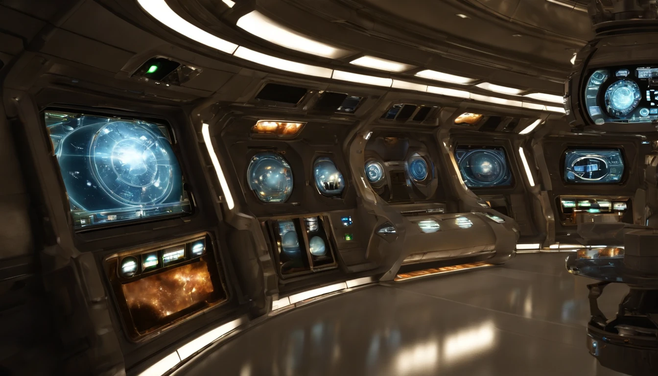 (((Space Station's interior))).There are starships of many sizes, shapes, colors,& ship condition.Some need repairs,need a refit,& others need a complete overhaul.The styles are, from Gerry and Silvia Anderson,& Judith Garfield & Reeves-Stevens.Ships are being fixed, Inside the docking bay.There is wall screen showing a research lab.Men, women, droids, cyborgs,aliens working.