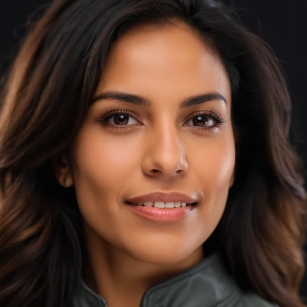 a close up portrai of a 30 years old woman of latin american origin, robust face, hardened skin, fighter nature, promotional portrait, headshot profile picture, correct anatomy, correct eyes and mouth, detailed face, detailed skin, aligned teeth, looking at the viewer, looking to the front, slightly smiling, friendly appearance, 4k resolution, high quality, photorealistic,