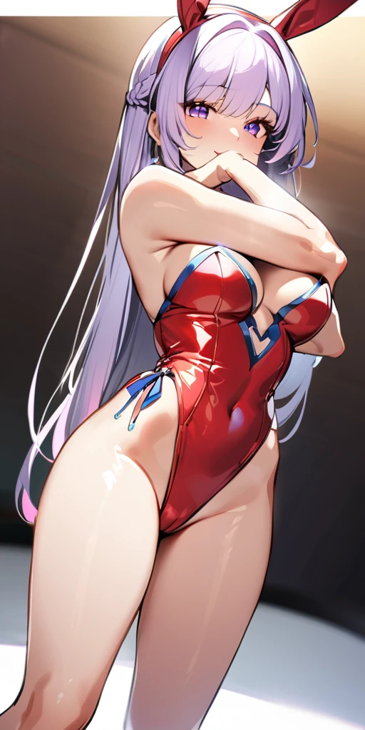 ((Highest quality、、masterpiece:1.3)), Upper Body、Long legs、Sharp focus:1.2, Beautiful woman with perfect figure:1.4、(Smiling:1.2), double eyelid、30-year-old female、Sexy pose、((((Close your mouth、One Woman、Bunny girl))))、