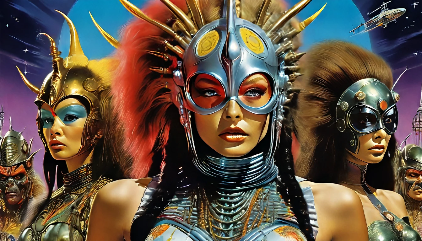 a movie poster for Heavy Metal Magazine, inspired by Xul Solar, futuristic apocalypse, stalenhag, monster, startship, metal album cover, gwar, heavy metal band promo, wayne barlowe pierre pellegrini, retro sci fi, movie poster with no text, movie poster promo, ultra detailed, complex, sharp focus, object texture, studio photo, intricate details, highly detailed, Real Photo style, hyper-realistic, high dynamic range, rich colors, realistic textures, 8K uhd, high color depth, Nikon D 850, Kodak 400 port, fujifilm XT, (cinematic film:3.1)