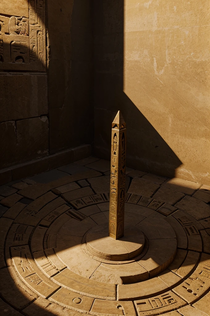 Realistic motion Image,  captivating montage of an ancient egyptian sundial with a shadow moving across it, high angle shot, ambient light, detailed render, cinematic style, UHD