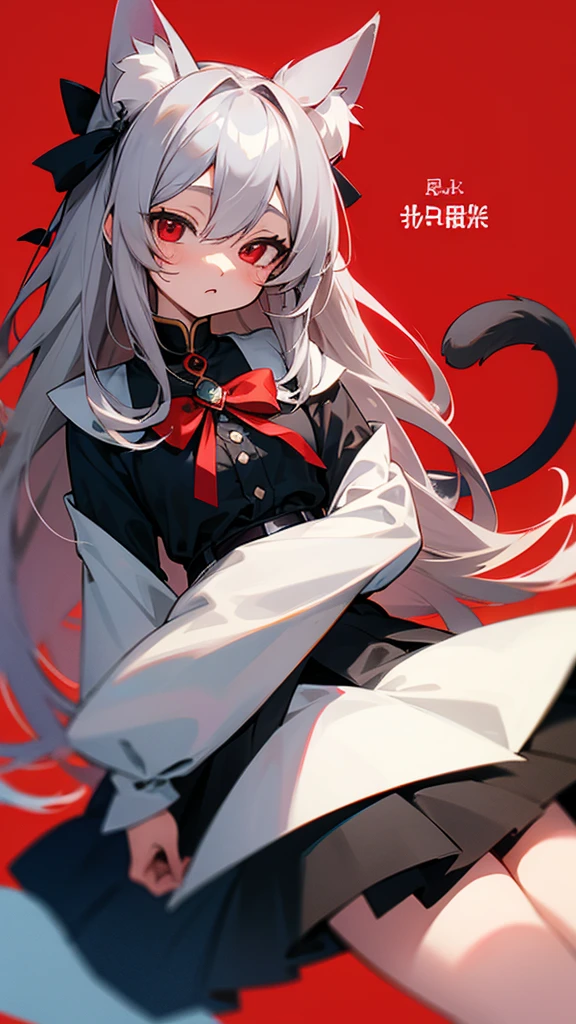 Highest quality I have long hair Gray Hair Hina Sorazaki Red eyes I don't have anything Odd Eye kind Cat ear vampire One person Blue Archives