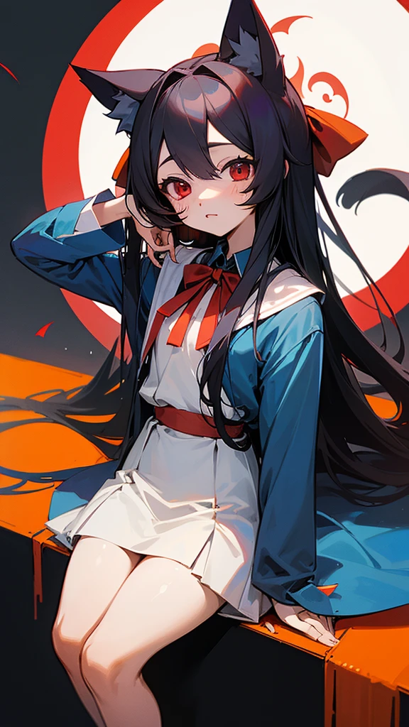 Highest quality I have long hair Hina Sorazaki Red eyes I don't have anything Odd Eye kind Cat ear vampire One person Blue Archives
