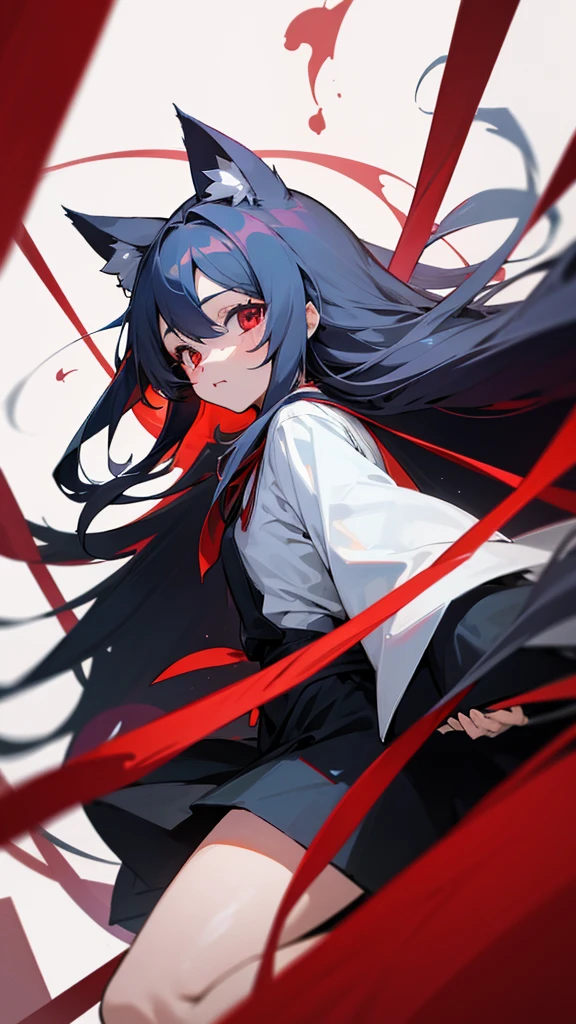 1girl, young girl, masterpiece, high quality, dark blue hair, bangs, red eyes, twintail, long hair, (in the fire), wearing a japanese cloth, small smiling