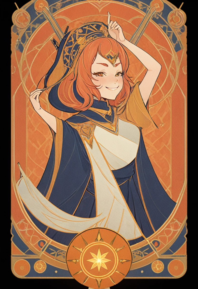 (tarot card), a woman with long orange hair and flowers in her hair is featured in a poster for alphonse mucha's the alphonse mucha by Alphonse Mucha