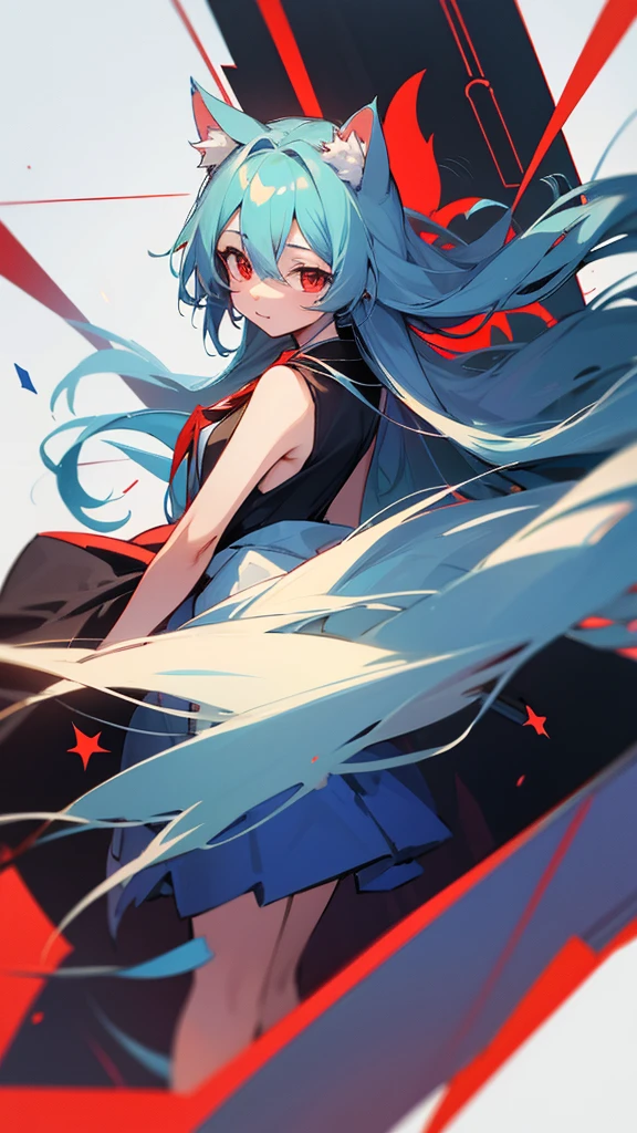 Highest quality　I have long hair　Hina Sorazaki　Red eyes　I don't have anything　Odd Eye　kind　Cat ear　One person　Blue Archives