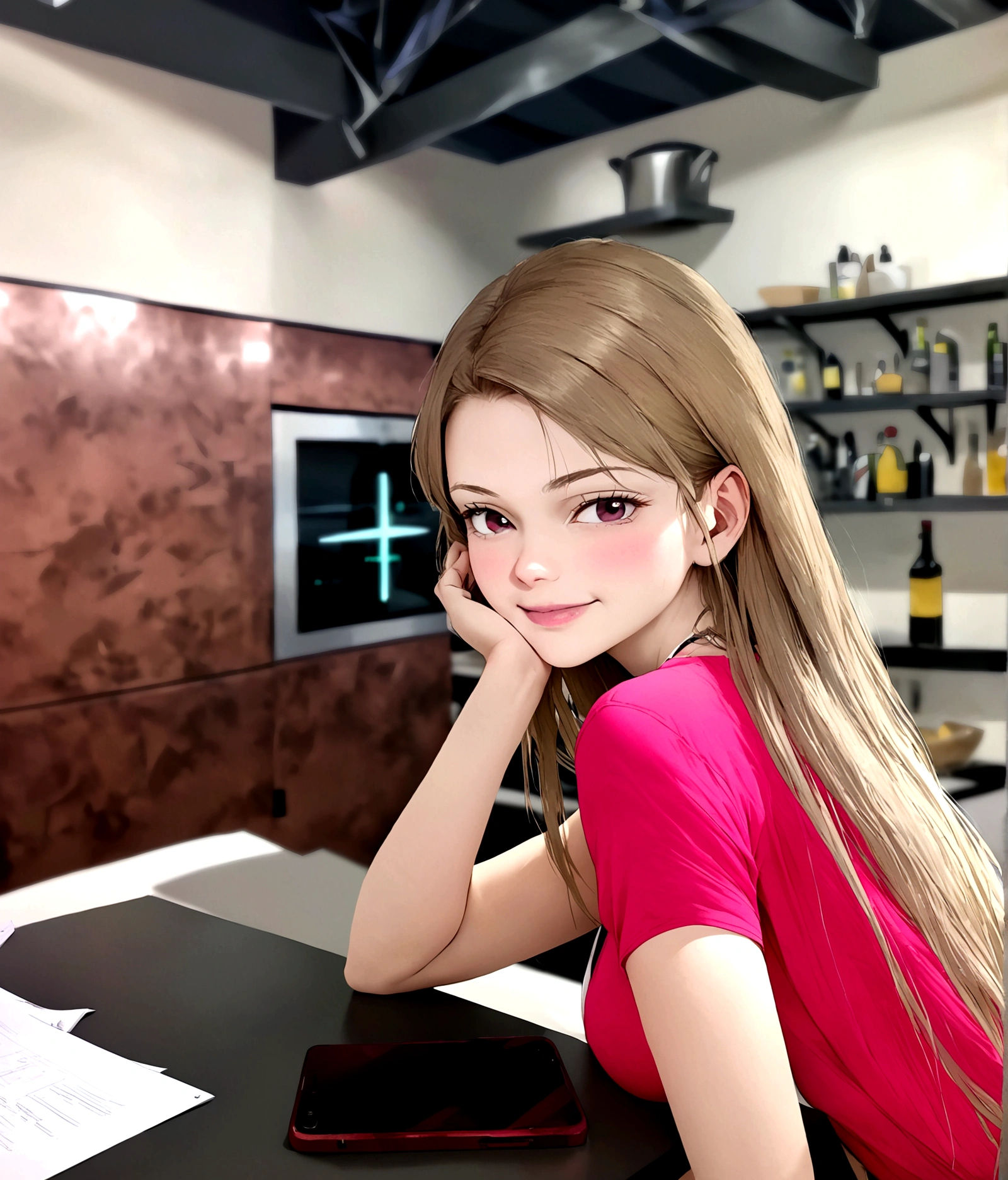 Use this face and create a picture of her at the beach in a bikini
